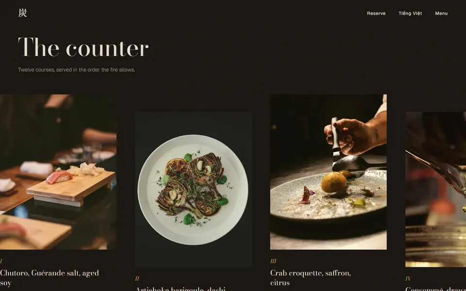 The twelve courses, in the order they're served